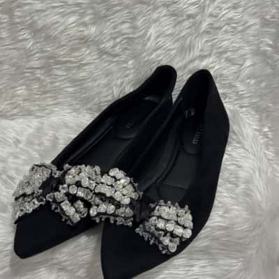  Royal Anna's Womens Size 10 Flats Black / Silver 