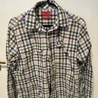 Thomas Cook Mens  Size M Long Sleeve Shirt Blue / Cream / Green / White 