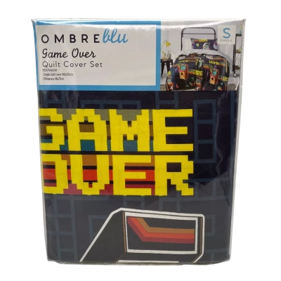 Ombre Blu Game Over Single Bed Quilt Cover Set (1 Quilt 140x210cm, 1 Pillowcase 48x73cm)