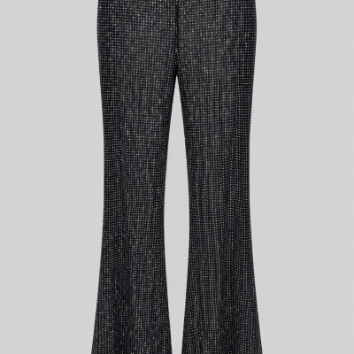 Luck & Trouble Flashy Glitter Sheer Black Flare Pants – Size 12