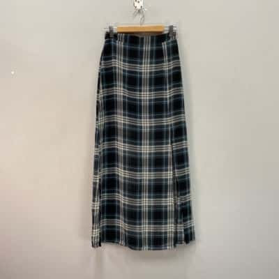 Neon Hart Womens  Size 8 / S Long chiffon Skirt Black  / Blue / Checked / Grey 