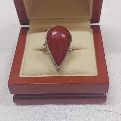  Women's Vintage Silver 925 Coral Ring  