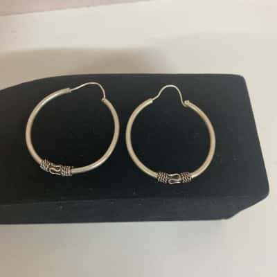 Vintage 925 Bohemian Hoop Earrings 