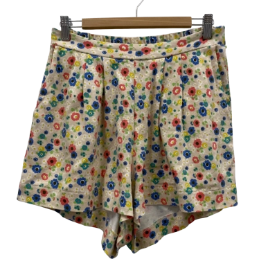 Morgan Frisk Melbourne Women's Comfy Shorts Size M Beige / Floral 