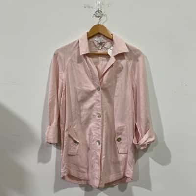 W.Lane Linen Clear Waters Casual Jacket Womens  Size 8 Pink  RRP$99.99