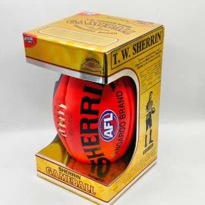 Collectors Collingwood F.C. Sherrin Gameball Official AFL Leather Football - New In Display Packaging  (brica shelf)