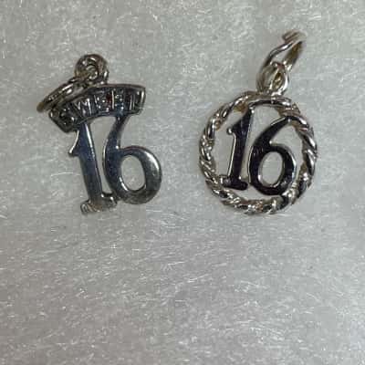 2X 16 charm silver 925 stamped