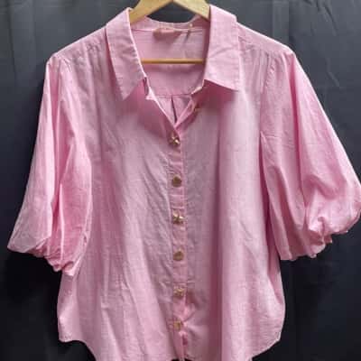 Gorman Womens Size 14 Pink Shirt With Seashell/Star Fish Buttons