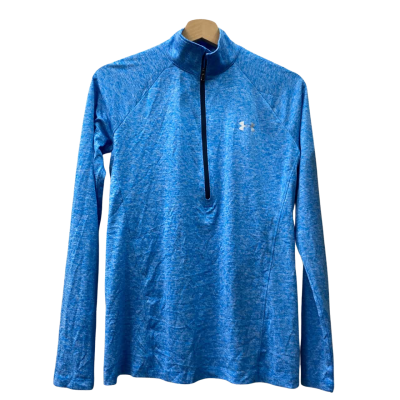Under Armour Womens  Size M Blue Half Zip Long Sleeve Running Top Heatgear