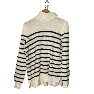 Miss Shop Womens  Size S Turtleneck Jumper Black  / Striped / White 