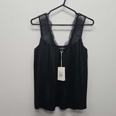 Country Road Womens  Size 8 Shoestring Strap Top Black  