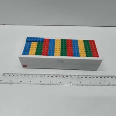 LEGO White Hard Shell Pencil Case Box Organizer with Studded Building Plate Lid