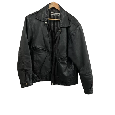 Mens Roger David Leather Jacket Size S/M Black