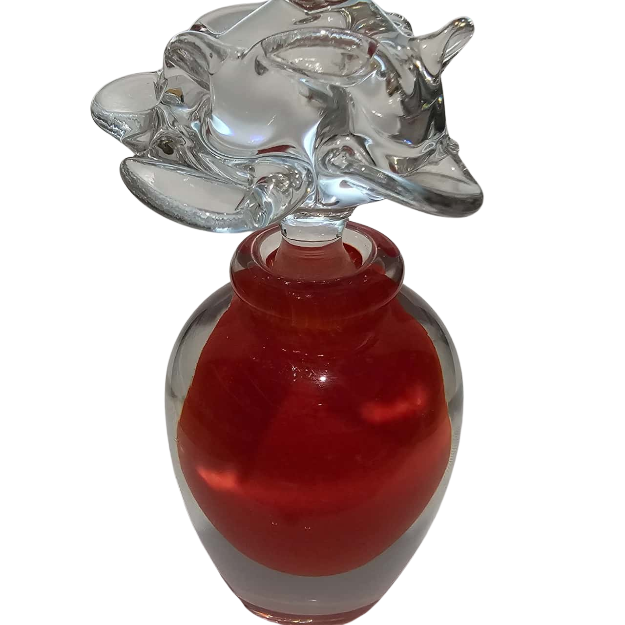 Decorative Glass Perfume Decanter With Rose Shaped Stopper