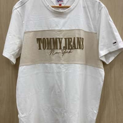 Tommy Jeans Mens  (12) Size XXL Short Sleeve Shirt Beige / White 