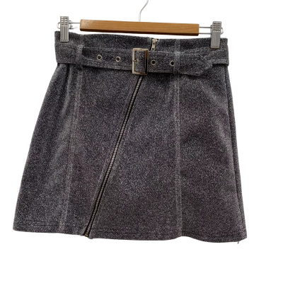Hello Miss Women's Size S Glittery Mini Skirt Silver 