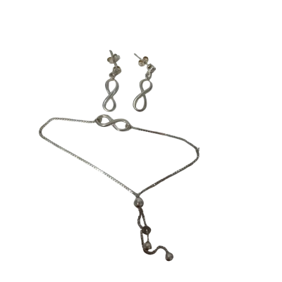 925 Italy Infinity drop earrings and slider bracelet 
