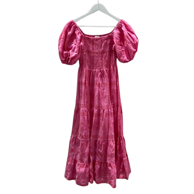 Petal + Pup Women's Size M Ray Puff Sleeve Maxi Dress Pink  / Red 