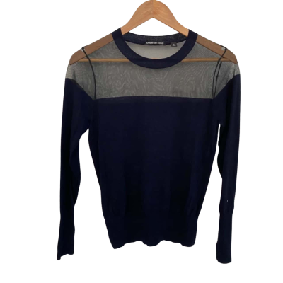 Country Road Womens  Size M Long Sleeve Top Black  / Navy Blue 