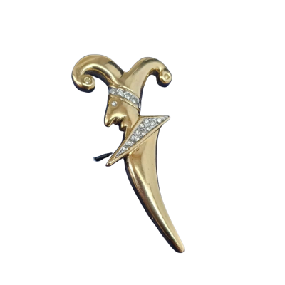 Gold Tone Harlequin Brooch with Diamantes #Brooch #Harlequin #VintageJewellery #CostumeJewellery