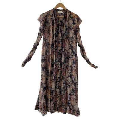 ZIMMERMANN Women's Tempest Frolic High-Neck Floral Silk Maxi Dress In Neutrals Size 1/10UK (RRP $2457)