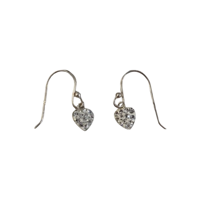  Womens Silver 925 heart earrings with clear stones