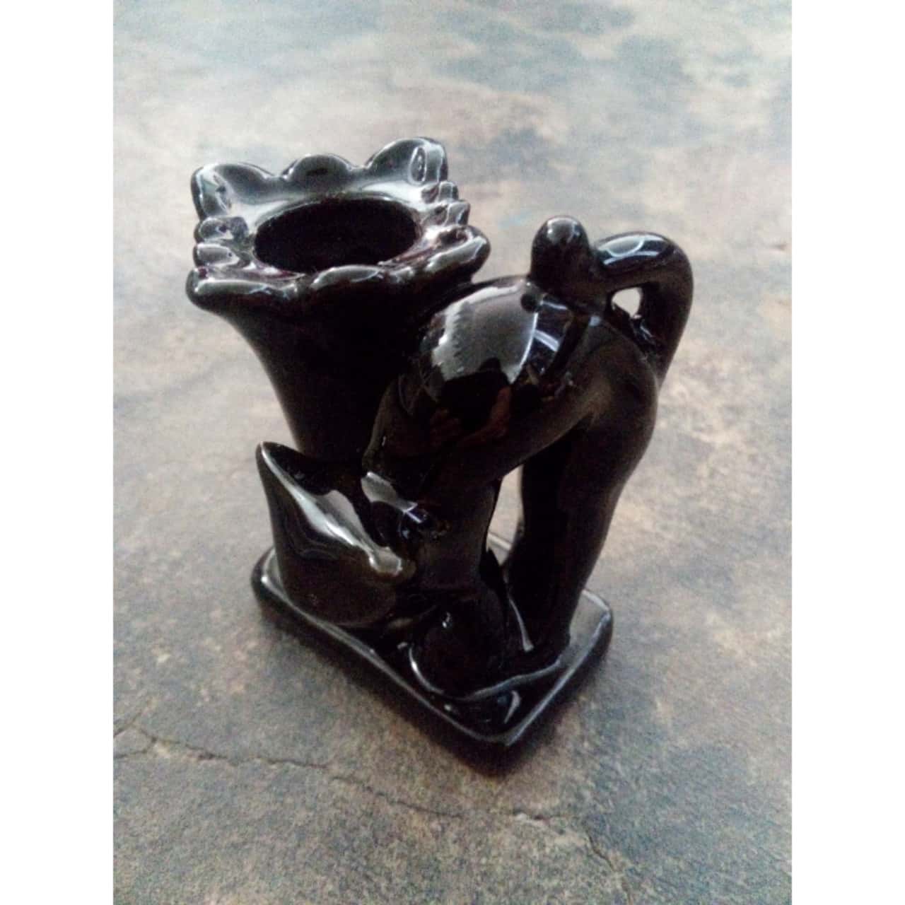 Cute Little Vintage Black Cat & Vase (s)