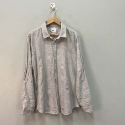 Yd. Mens  Size XL Long Sleeve Linen Shirt  Natural tone