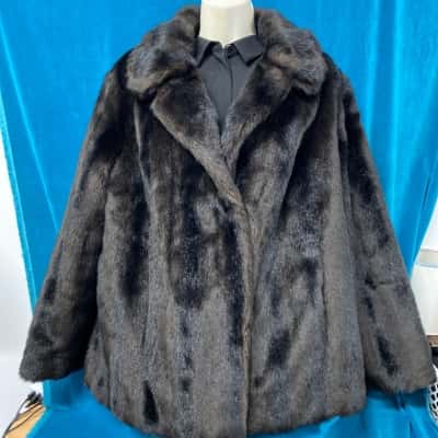 Otex Womens  Size 10 / 12 Fur Coat Brown 