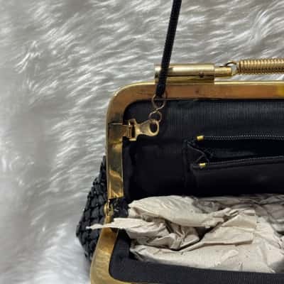  Womens Black  / Gold ultra mesh bag