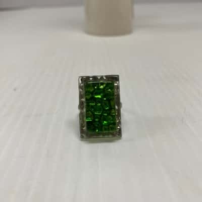  Deep Green Glass Droplet Adjustable Ring #GreenJewellery #StatementRing