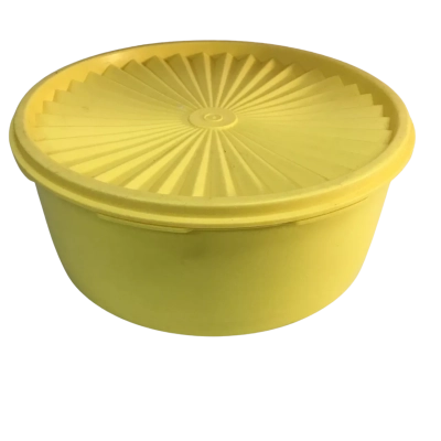 Vintage Yellow Round Container Approx 20 x 8.5cm