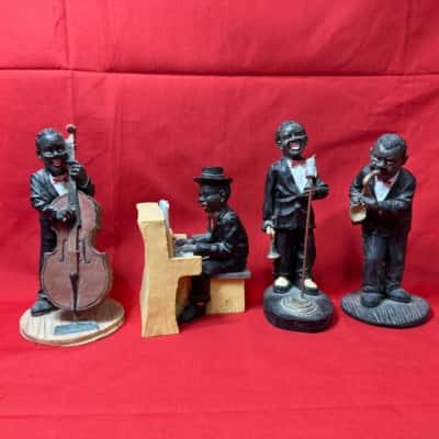 Vintage Resin Jazz Band Musician Figurine Set