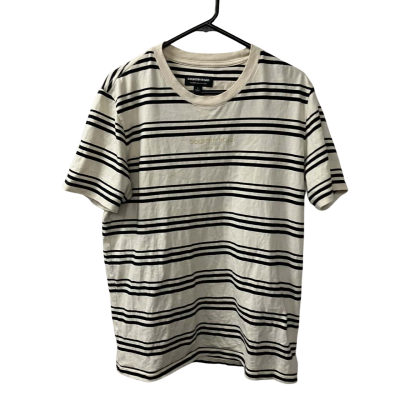 Country Road Men's  Size S Polo Shirt / Short Sleeve Shirt in Cream with Black stripes