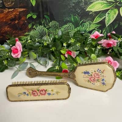 Made in England vintage brass brush set of 2