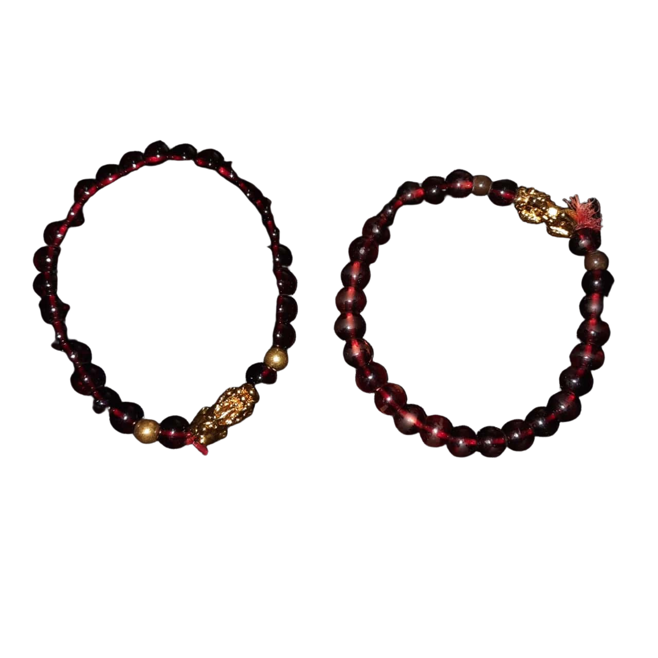 Gold Tone Red Glass Bead Costume Jewellery Bracelet Wristlet Dragon Oriental(s)