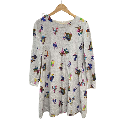 Gorman x Monika Forsberg Womens  Size 10 Long Sleeve Dress / Mini Dress Grey / Multicoloured 