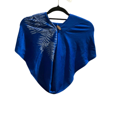 Jill Maine NZ Womens Size M Short Cropped Jacket/ Hooded Jacket Blue Merino Wool - 2 very small holes on hood, see pic 9