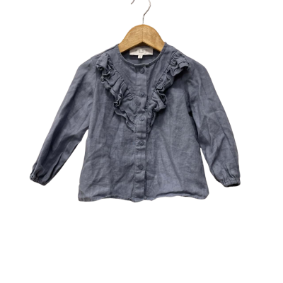 AERE Kids  Size 3 Button Down Tops Blue 