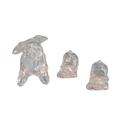French Lead Crystal Pigs x 3