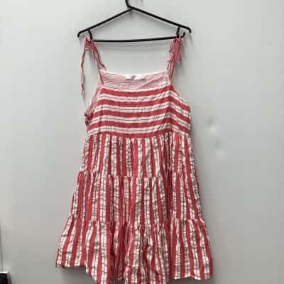 Seafolly Womens  Size XL Shoestring Strap Dress Burnt Orange / Striped 