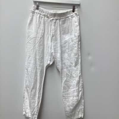 Decjuba Womens  Size M Casual linen Pants White 