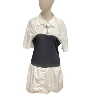 Anna Quan  Size 14 Short Sleeve Dress with Black Ribbing Bodice   / White 