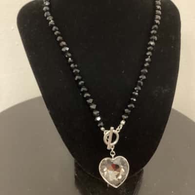  Women's Necklace Black & Silver 