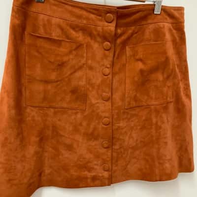 Marcs Womens Orange Leather (SUEDE)skirt fully lined size 14