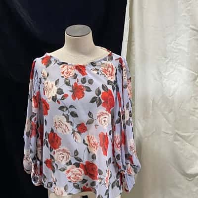 Veronika Maine Multicoloured 3/4 Sleeve Top Size 10