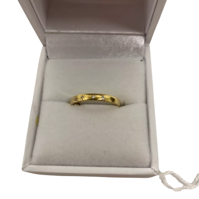 Stamped 750 GOLD + 4 Diamonds Vintage Womens Ring Size L/6