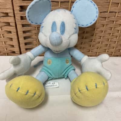 Walt Disney Rare Pastel Patchwork Mickey Mouse Plush Toy Vintage Doll 