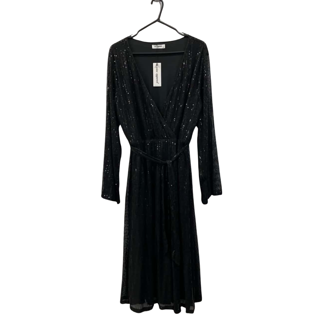 Vine Apparel Black Midi Sequin Dress Size 16(s)