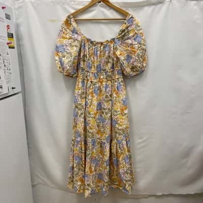 French Connection Women's 100% Linen Dress Size 10 Floral / Multicoloured 